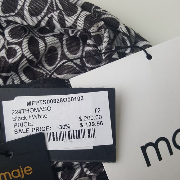 MAJE ! Semi-sheer Patterned Top In Black (T/2, US/6) - Picture 5 of 7